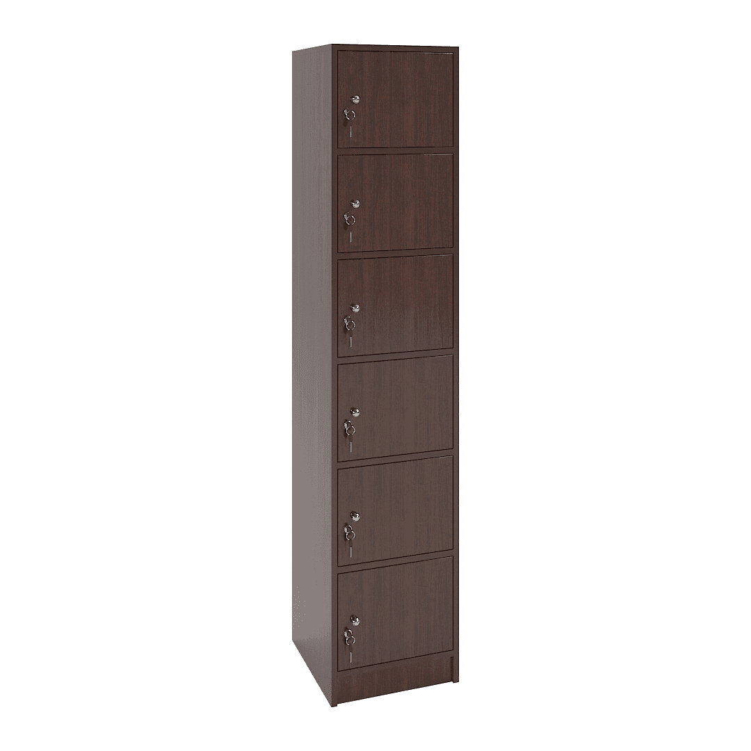 Dulap vestiar elevi 6 casete (1x6) 400x420x1900, Wenge