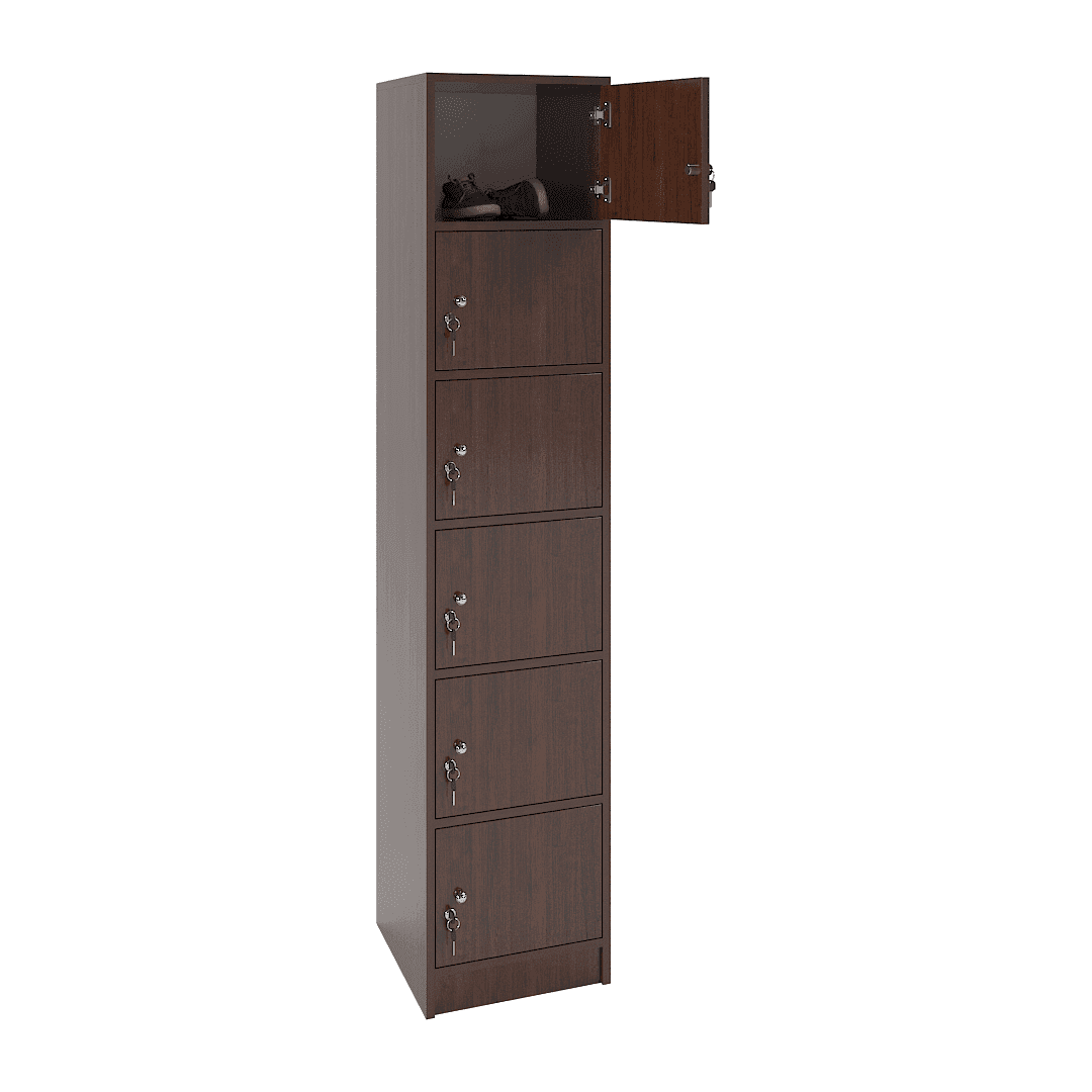 Dulap vestiar elevi 6 casete (1x6) 400x420x1900, Wenge - imaginea 2