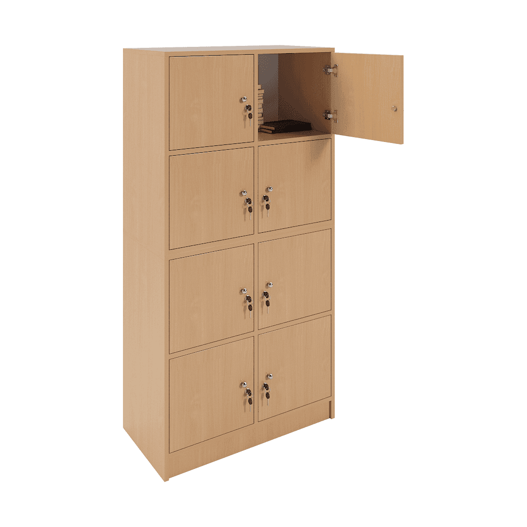 Dulap vestiar elevi 8 compartimente (2x4) 800x420x1600, Fag - imaginea 2