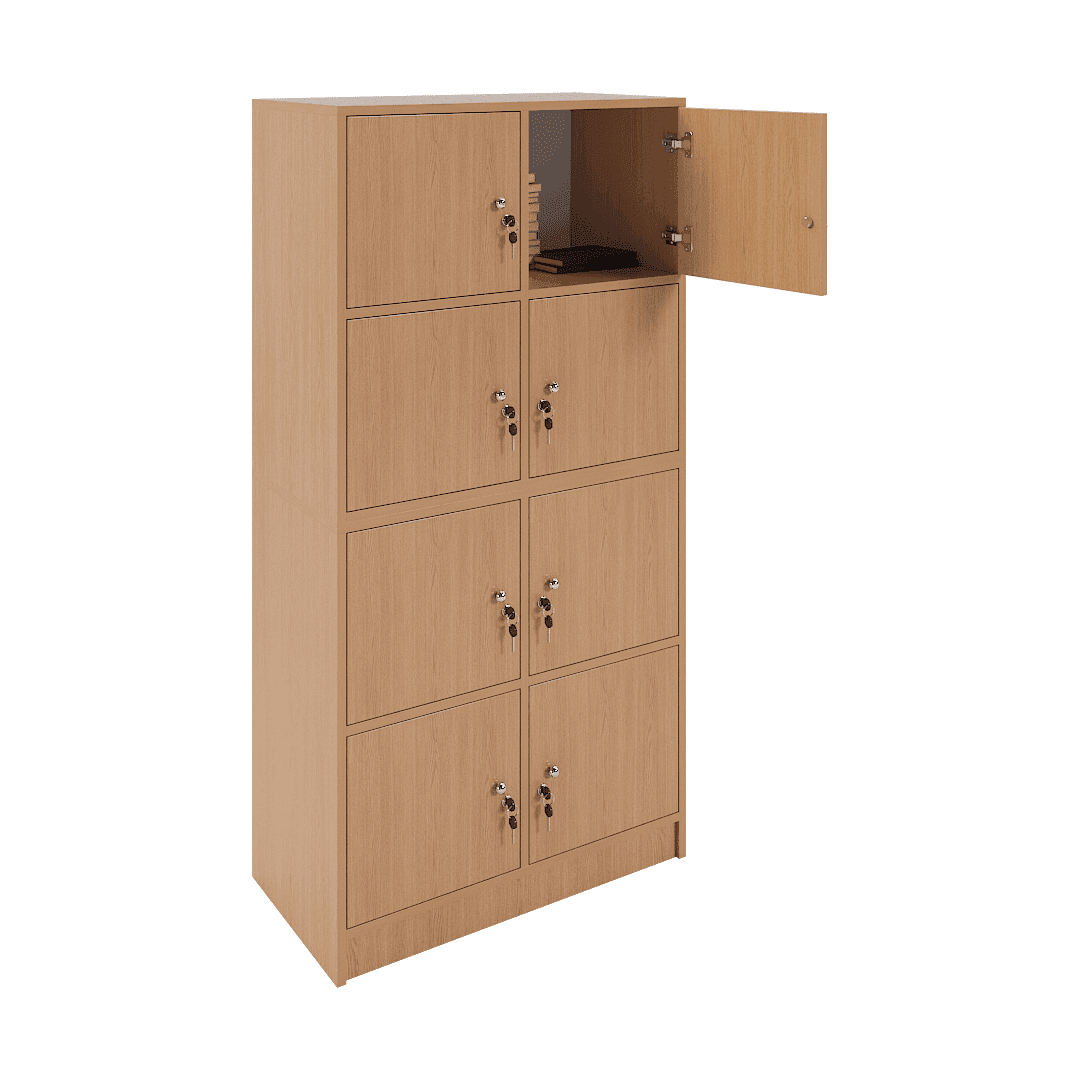 Dulap vestiar elevi 8 compartimente (2x4) 800x420x1600, Stejar - imaginea 2