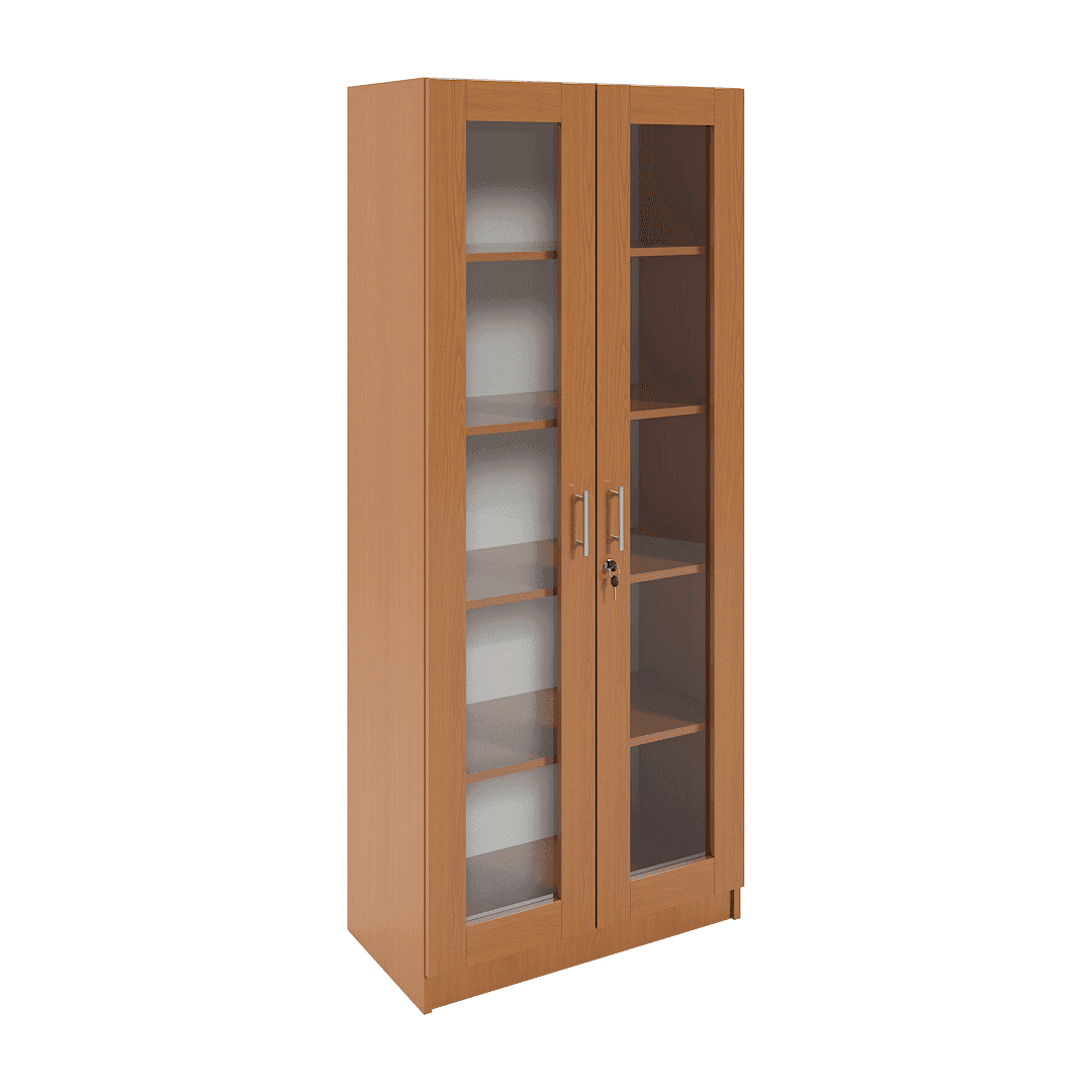 Dulap vitrină 2 uși sticlă 800x400x1900, Cireș