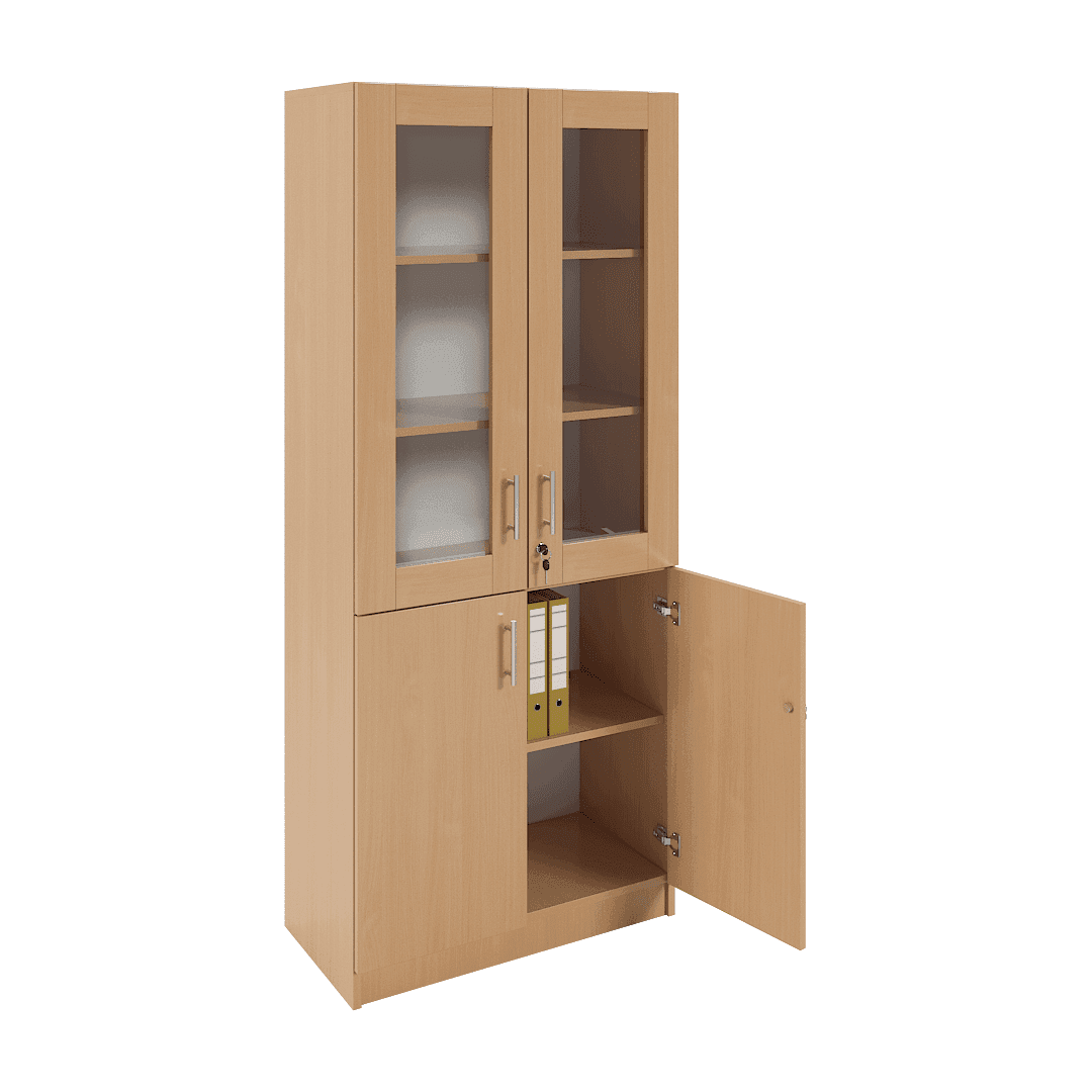 Dulap vitrină 2 uși sticlă sus și 2 uși jos 800x400x1900, Fag - imaginea 2