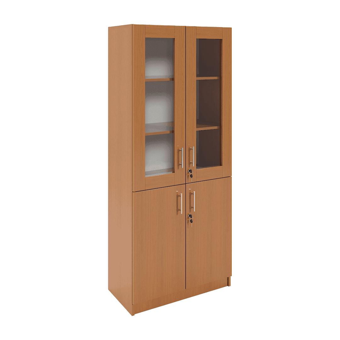 Dulap vitrină 2 uși sticlă sus și 2 uși jos 800x420x1900, Cireș