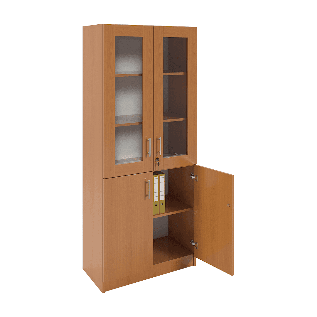 Dulap vitrină 2 uși sticlă sus și 2 uși jos 800x420x1900, Cireș - imaginea 2