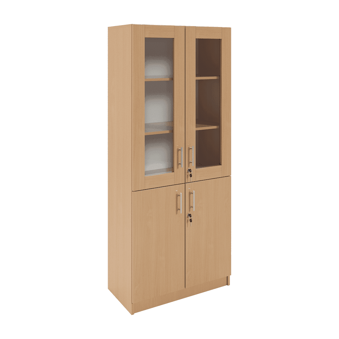 Dulap vitrină 2 uși sticlă sus și 2 uși jos 800x420x1900
