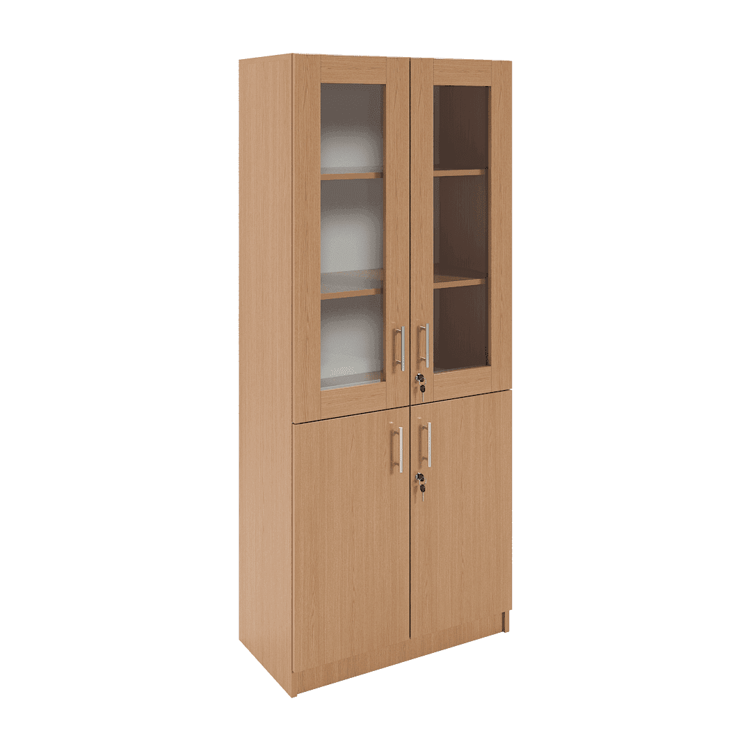 Dulap vitrină 2 uși sticlă sus și 2 uși jos 800x420x1900, Stejar