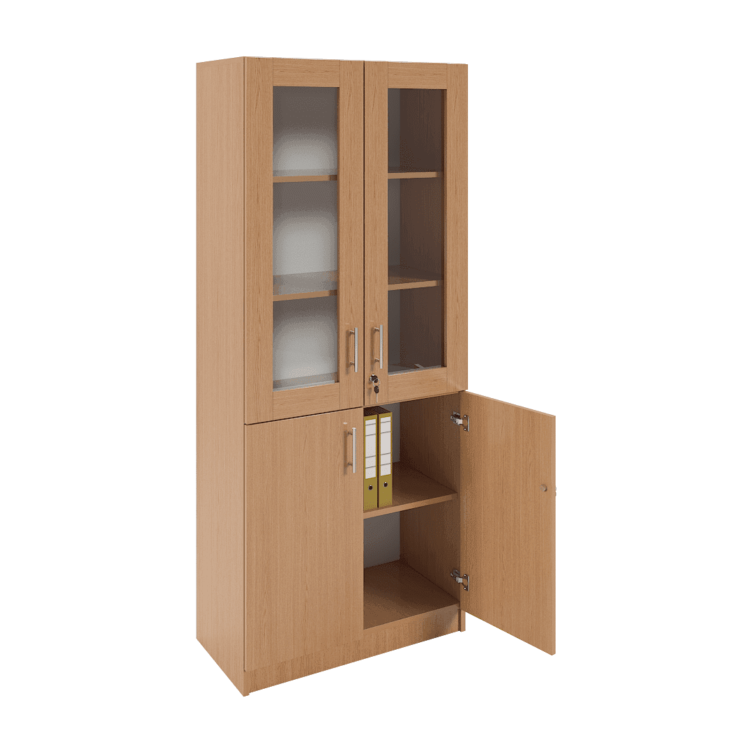 Dulap vitrină 2 uși sticlă sus și 2 uși jos 800x420x1900, Stejar - imaginea 2