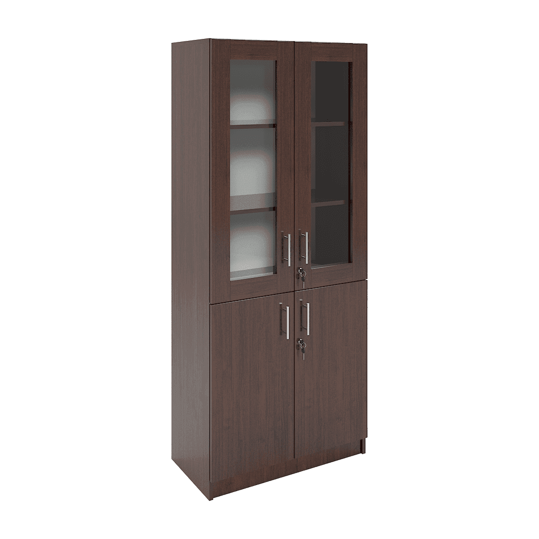 Dulap vitrină 2 uși sticlă sus și 2 uși jos 800x420x1900, Wenge
