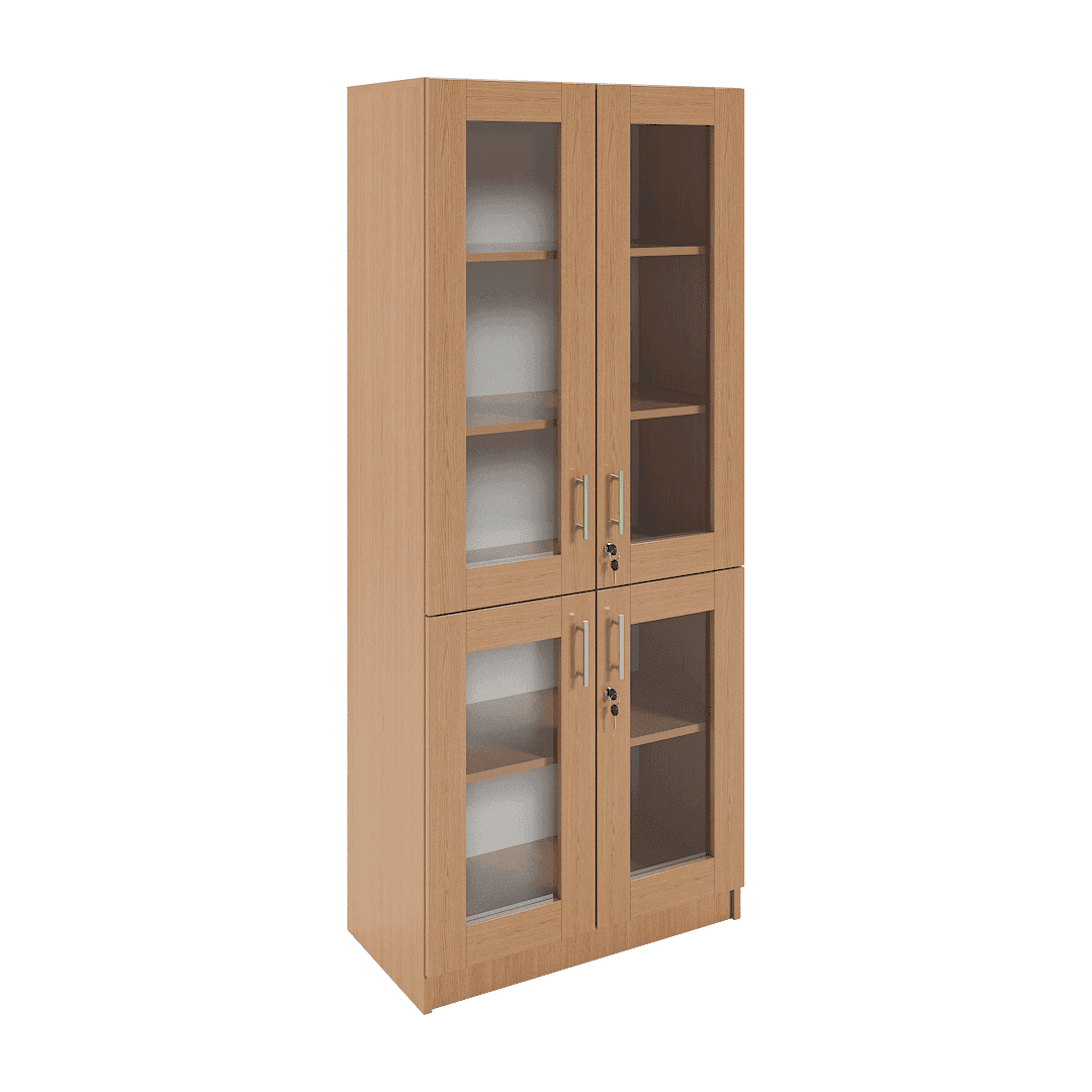 Dulap vitrină 4 uși sticlă 800x400x1900, Stejar