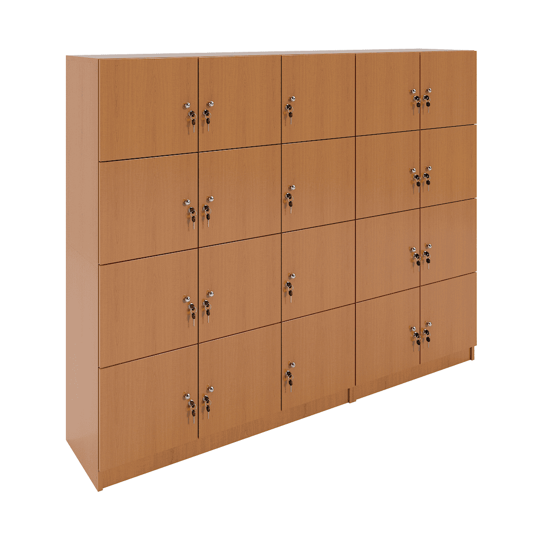 Perete dulapuri birou 20 compartimente (5x4) 2000x420x1600, Cireș