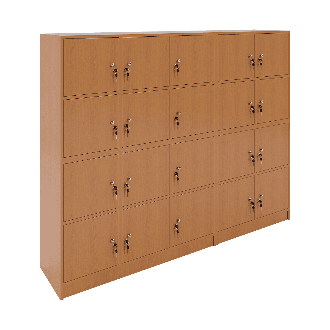 Perete vestiar elevi 20 casete (5x4) 2000x420x1600, Cireș