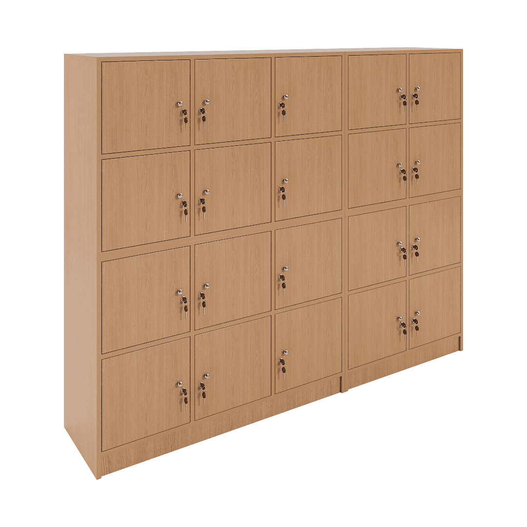 Perete vestiar elevi 20 casete (5x4) 2000x420x1600, Stejar