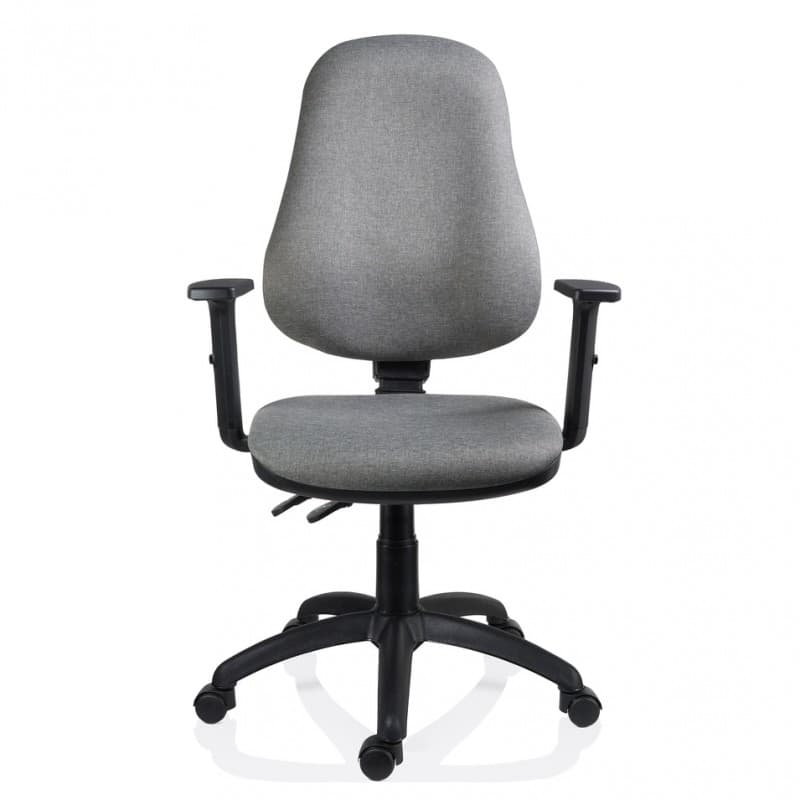 Scaun ergonomic rotativ Xenia Gri textil cu brate - imaginea 2