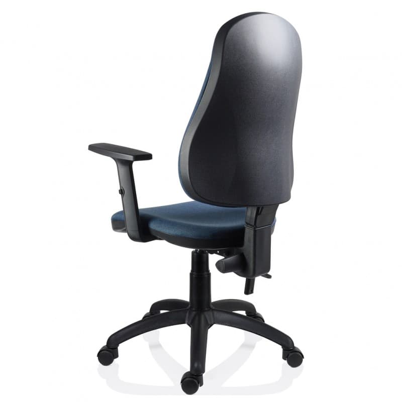 Scaun ergonomic rotativ Xenia Albastru textil cu brate - imaginea 4