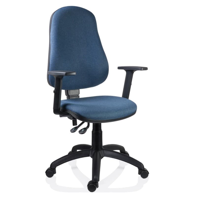 Scaun ergonomic rotativ Xenia Albastru textil cu brate