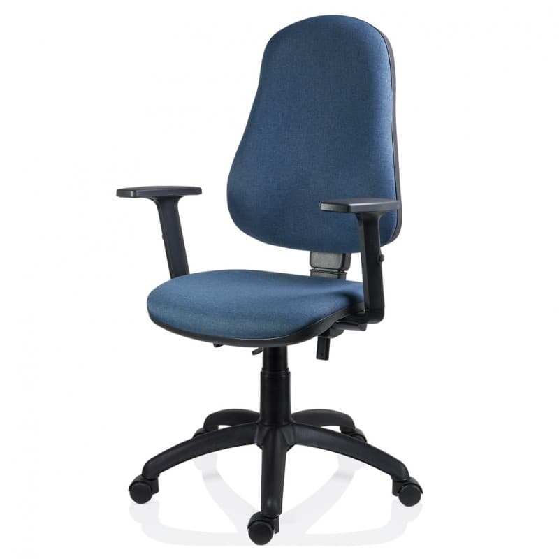 Scaun ergonomic rotativ Xenia Albastru textil cu brate - imaginea 3