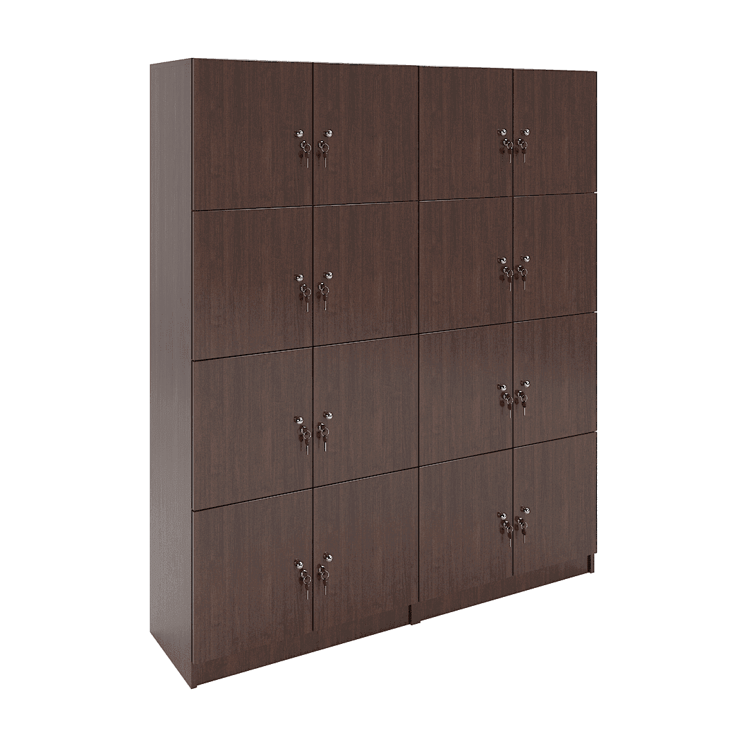 Set dulapuri compartimentate 16 casete (4x4) 1600x420x1900, Wenge