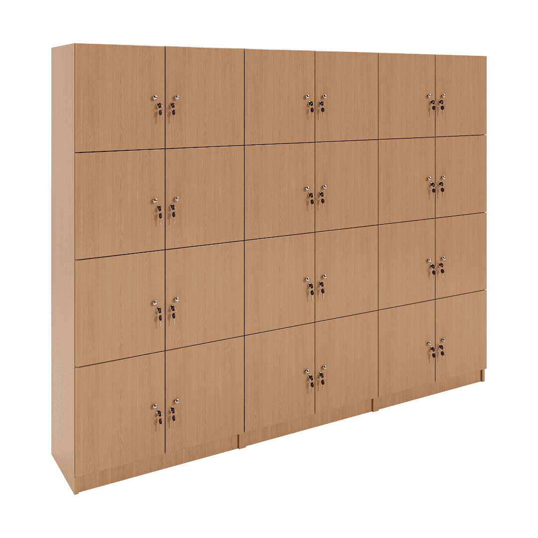 Set dulapuri compartimentate 24 casete (6x4) 2400x400x1900, Stejar