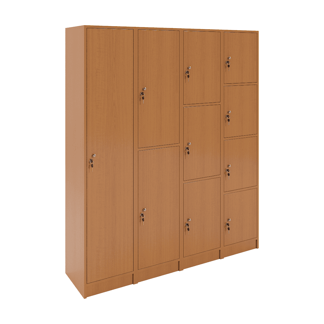Set dulapuri vestiar elevi 10 casete (1+2+3+4) 1600x420x1900, Cireș