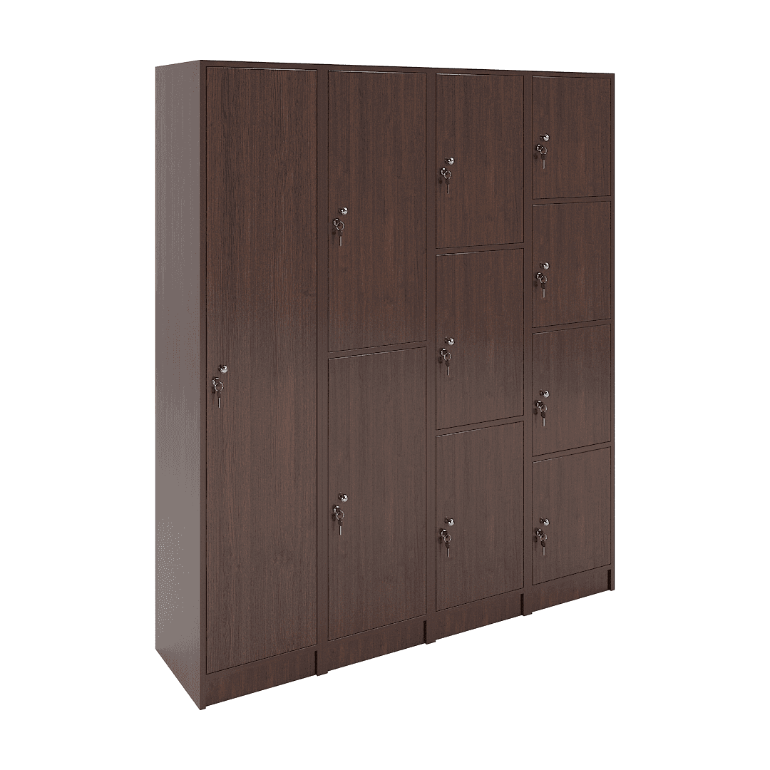 Set dulapuri vestiar elevi 10 casete (1+2+3+4) 1600x420x1900, Wenge