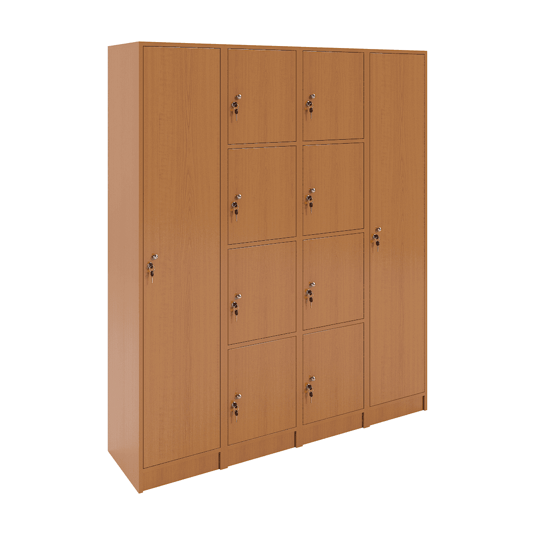 Set dulapuri vestiar elevi 10 casete (1+4+4+1) 1600x420x1900, Cireș
