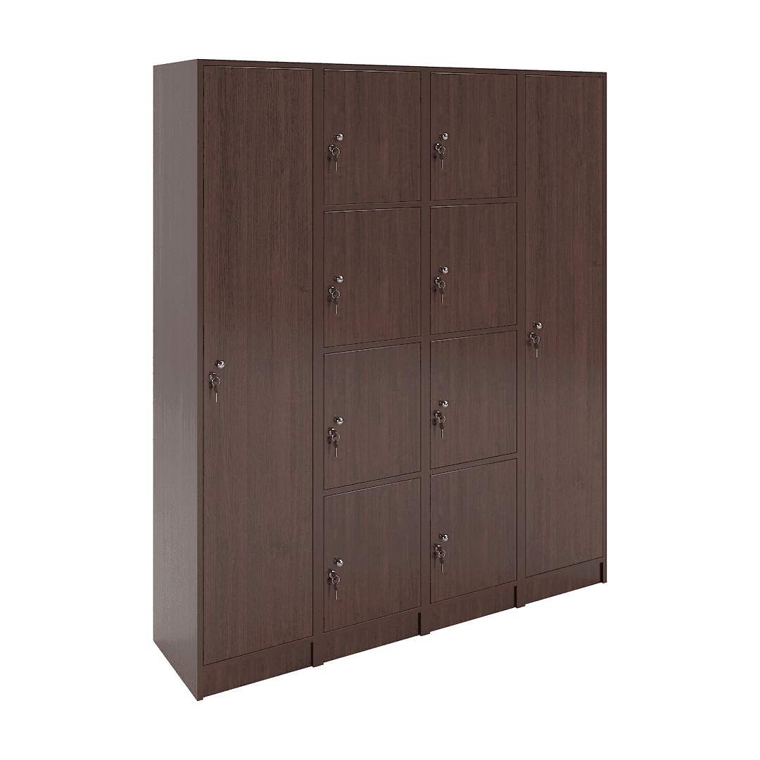 Set dulapuri vestiar elevi 10 casete (1+4+4+1) 1600x420x1900, Wenge