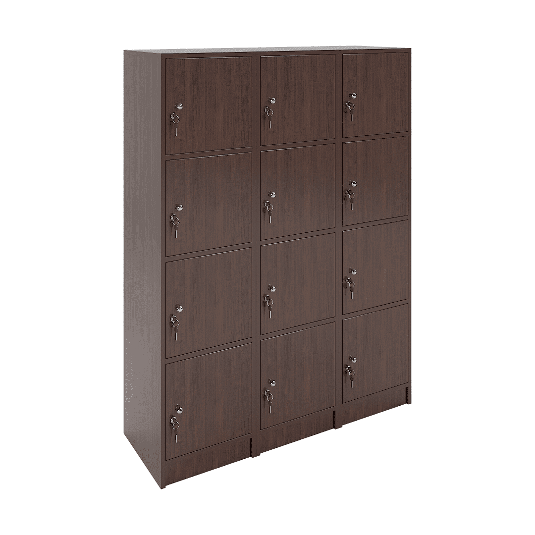 Set dulapuri vestiar elevi 12 casete (3x4) 1200x420x1600, Wenge