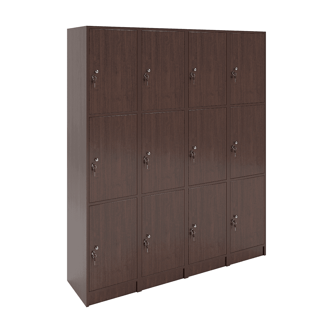 Set dulapuri vestiar elevi 12 casete (4x3) 1600x420x1900, Wenge