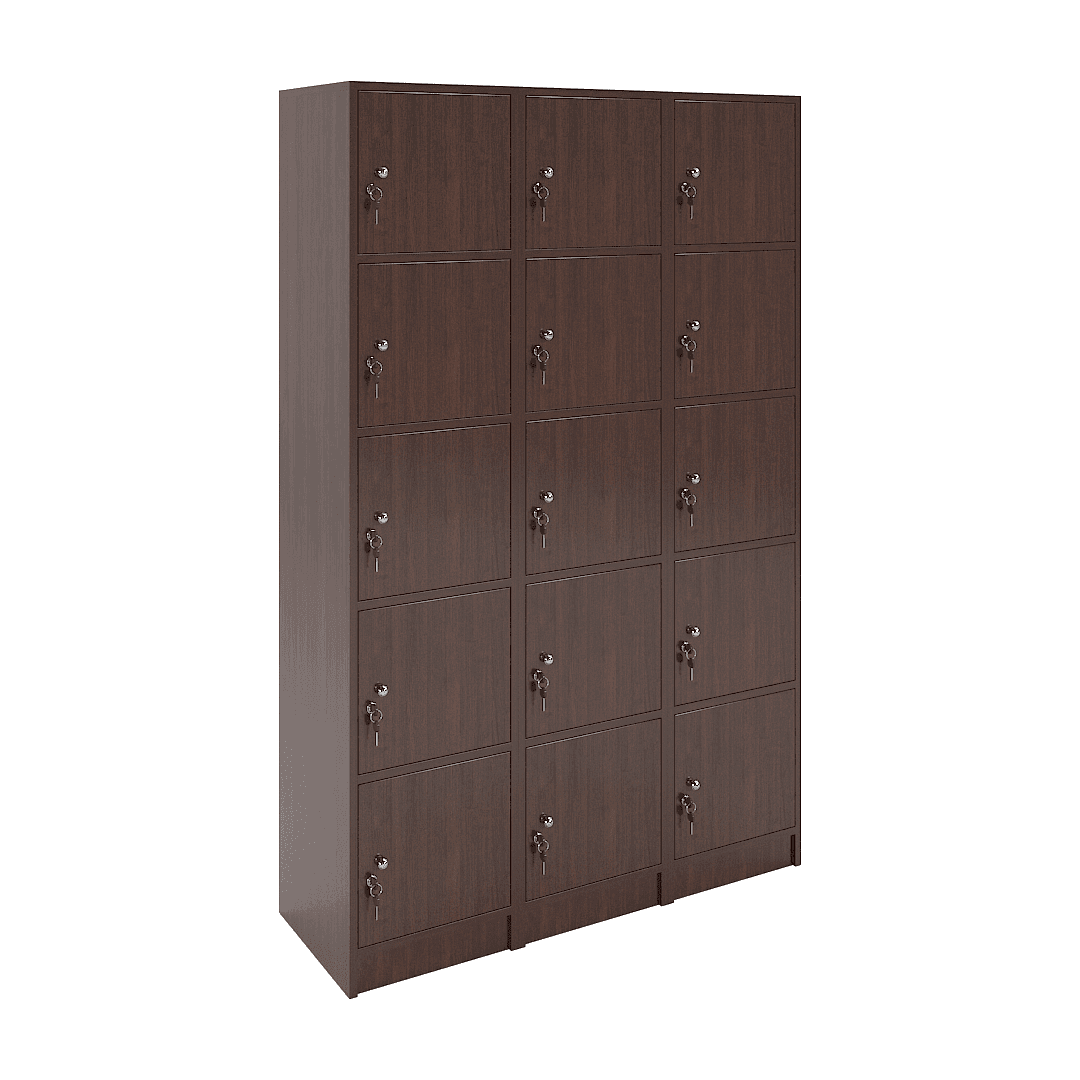 Set dulapuri vestiar elevi 15 casete (3x5) 1200x420x1900, Wenge