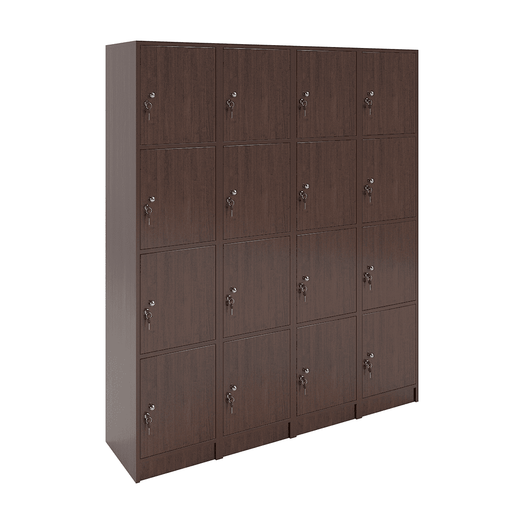 Set dulapuri vestiar elevi 16 casete (4x4) 1600x420x1900, Wenge