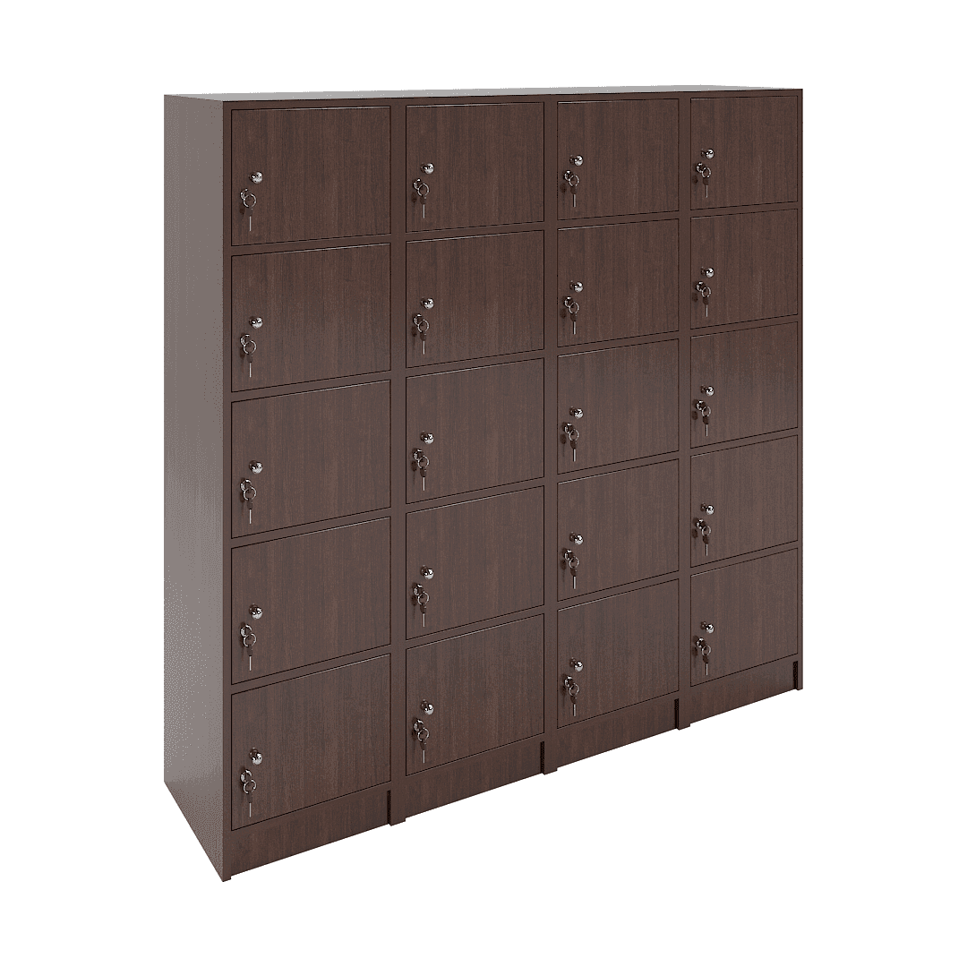 Set dulapuri vestiar elevi 20 casete (4x5) 1600x420x1600, Wenge
