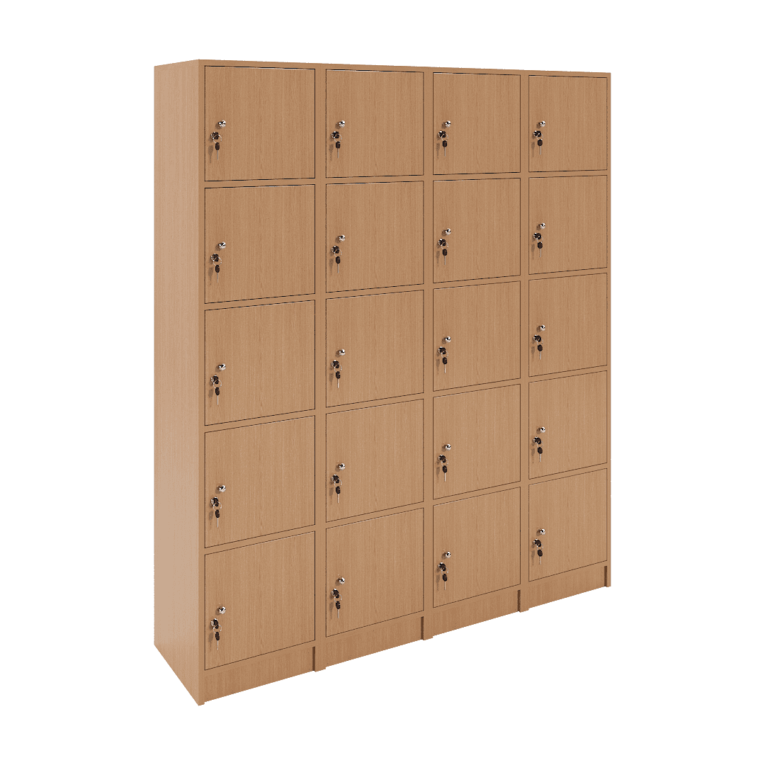 Set dulapuri vestiar elevi 20 casete (4x5) 1600x420x1900, Stejar