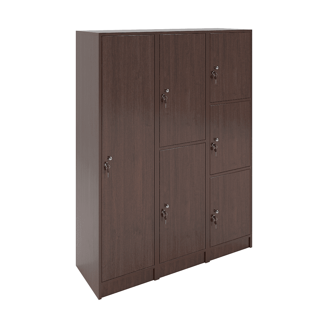 Set dulapuri vestiar elevi 6 casete (1+2+3) 1200x420x1600, Wenge