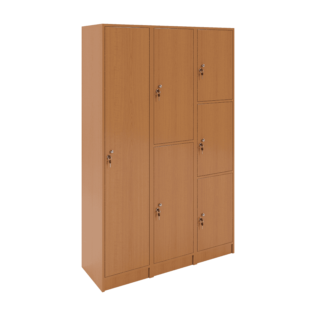 Set dulapuri vestiar elevi 6 casete (1+2+3) 1200x420x1900, Cireș