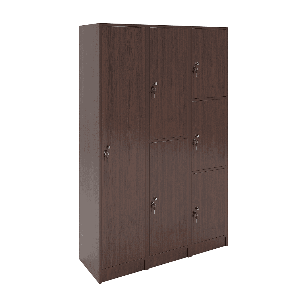 Set dulapuri vestiar elevi 6 casete (1+2+3) 1200x420x1900, Wenge