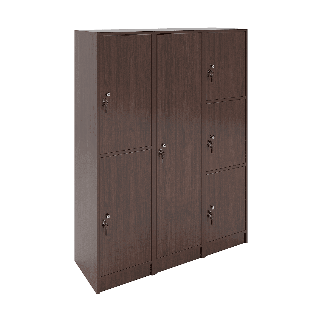 Set dulapuri vestiar elevi 6 casete (2+1+3) 1200x420x1600, Wenge