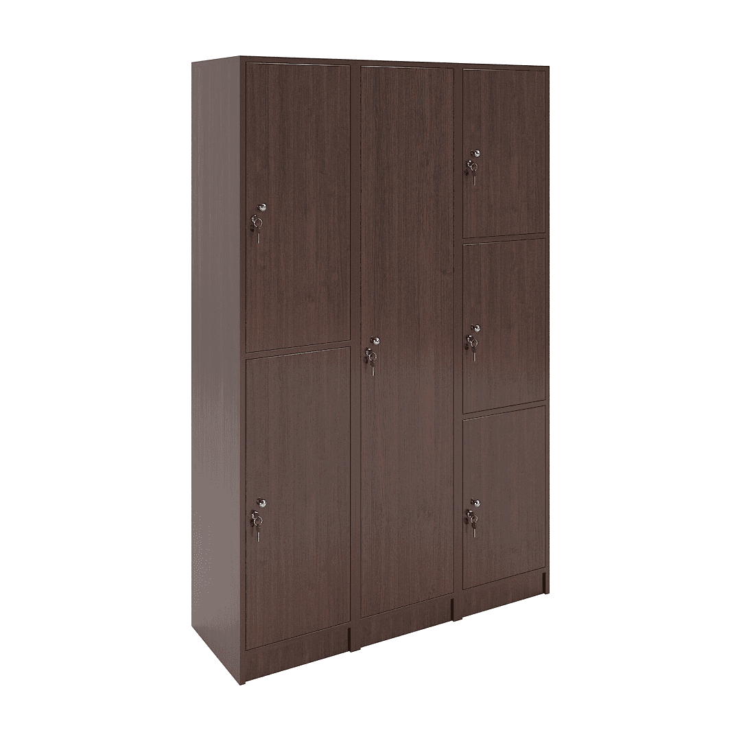 Set dulapuri vestiar elevi 6 casete (2+1+3) 1200x420x1900, Wenge