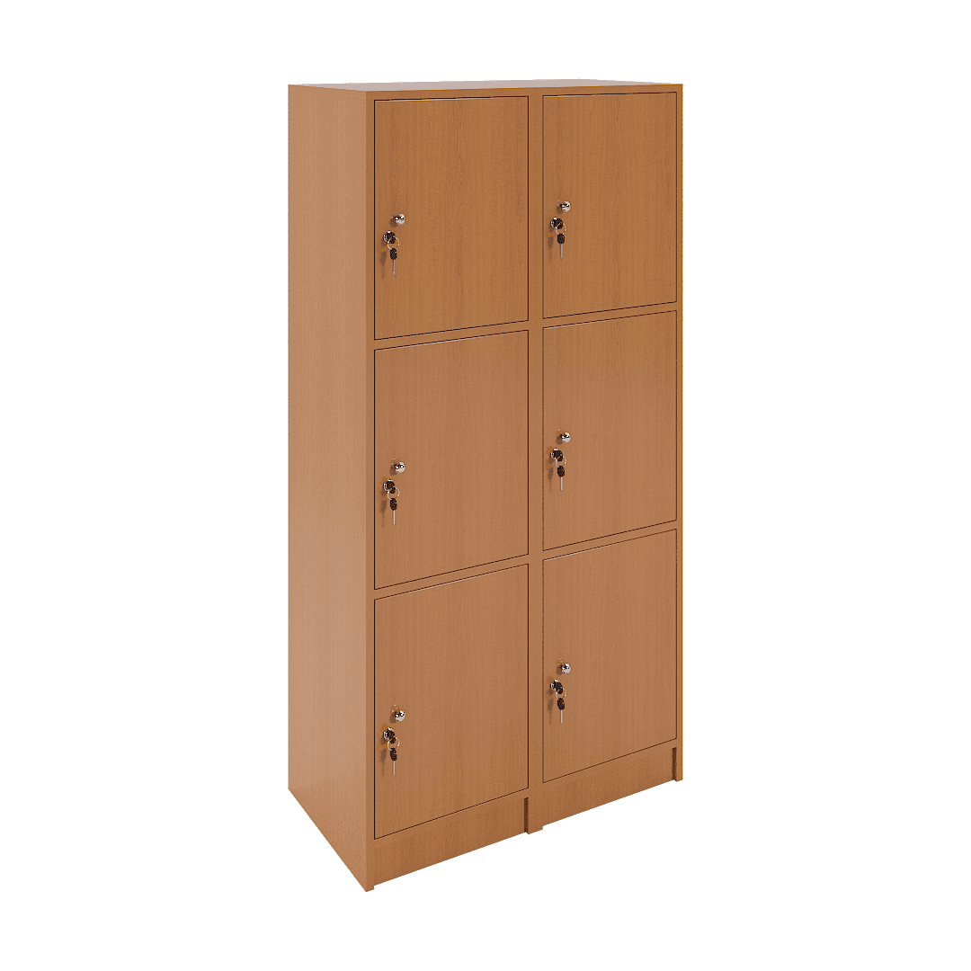 Set dulapuri vestiar elevi 6 casete (2x3) 800x420x1600, Cireș
