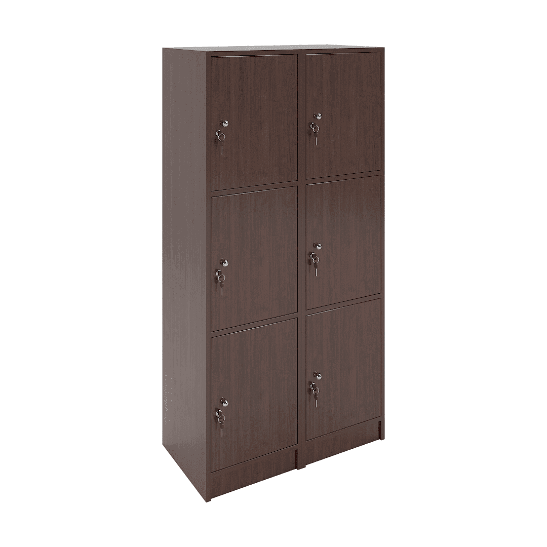 Set dulapuri vestiar elevi 6 casete (2x3) 800x420x1600, Wenge