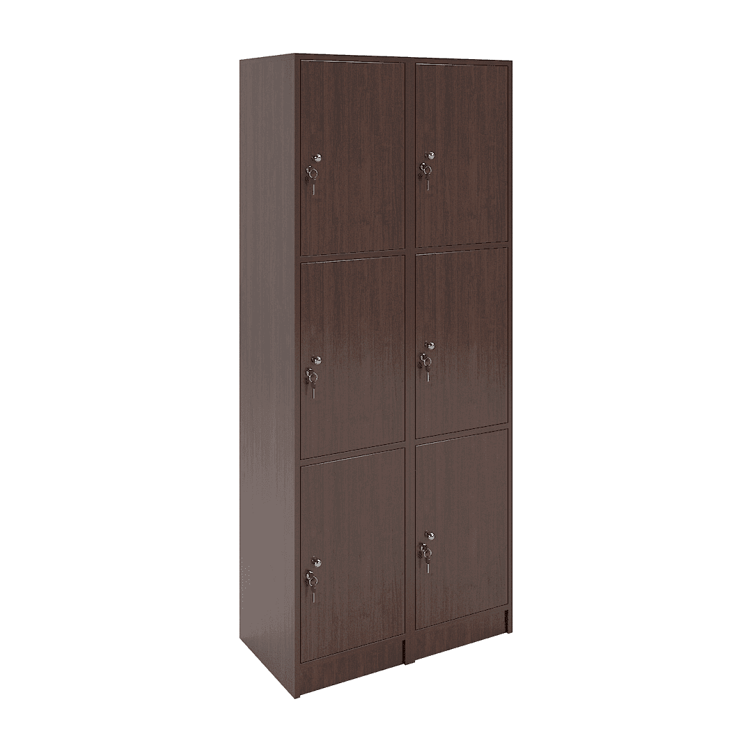 Set dulapuri vestiar elevi 6 casete (2x3) 800x420x1900, Wenge