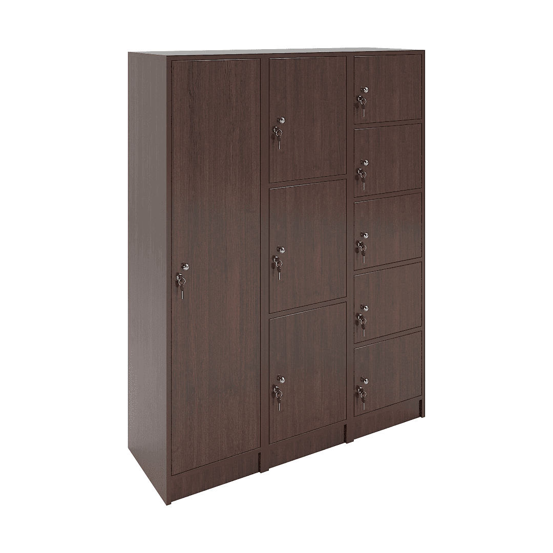 Set dulapuri vestiar elevi 9 casete (1+3+5) 1200x420x1600, Wenge