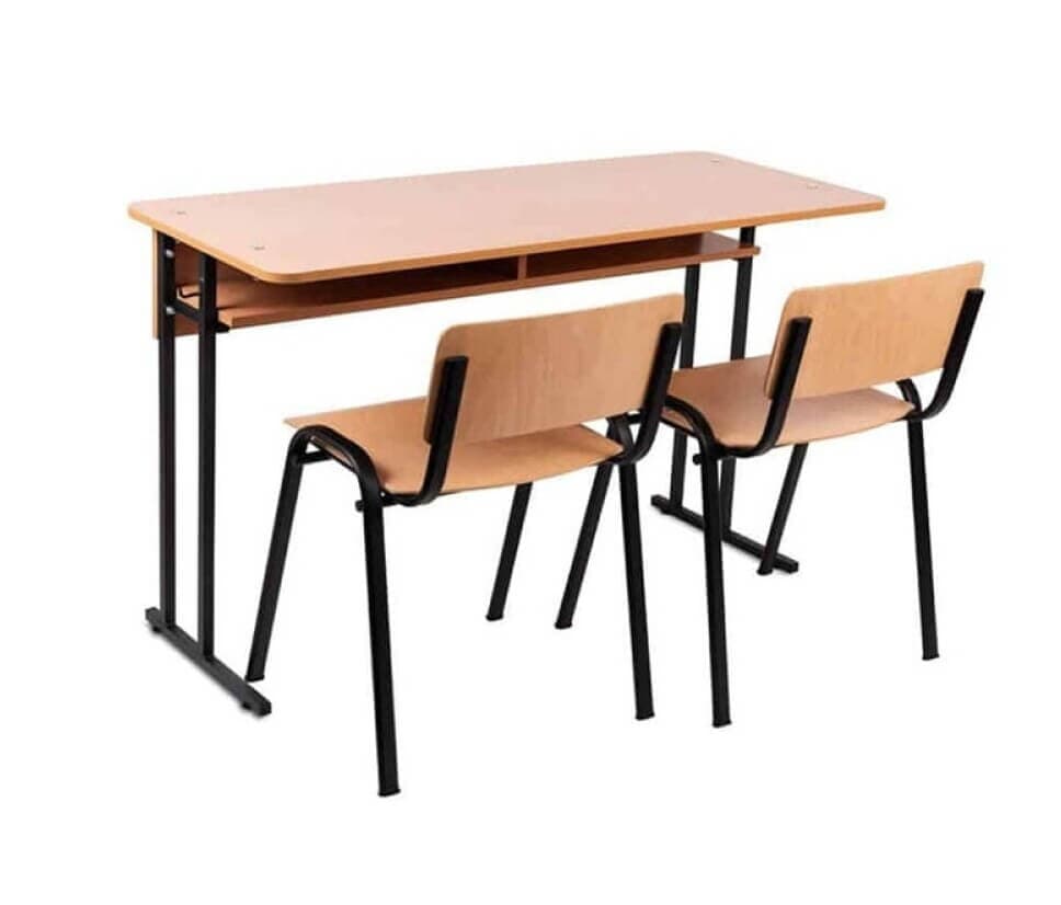 Set banca scolara dubla cu 2 scaune