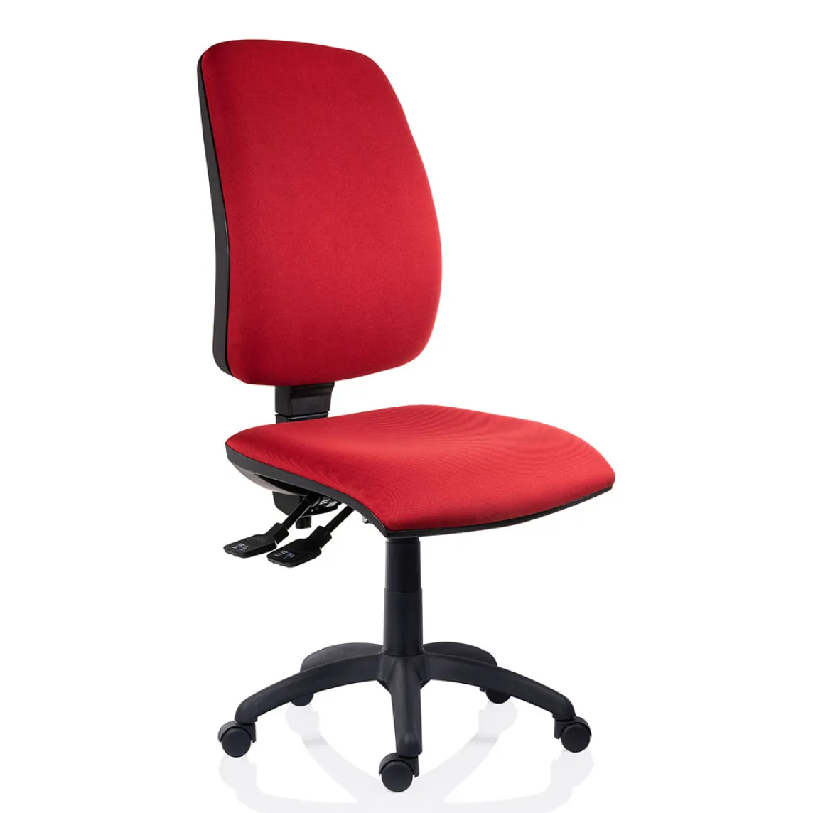 - disponibil in diferite variante de tapiterie Scaun ergonomic rotativ, mecanism asincron blocabil în diverse poziții, spătar reglabil vertical, poliuretan densitate mare, bază polipropilenă, cilindru cu gaz și acoperitor cil. negru, role pentru mochetă. Brațe reglabile vertical din polipropilenă.
