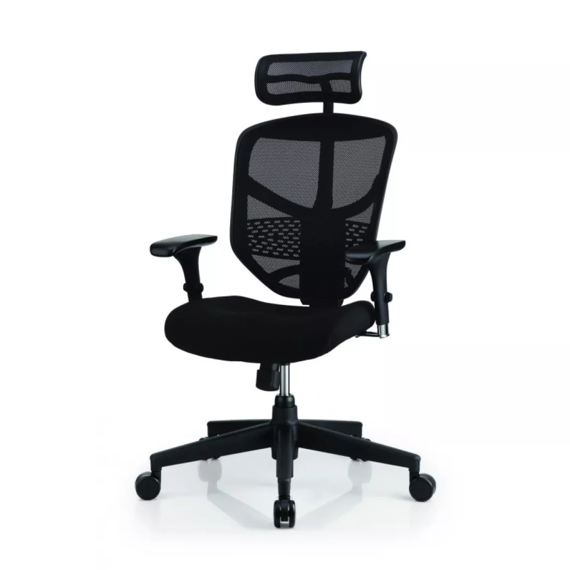 Dimensiuni scaun Enjoy Basic W + Material: a) Înălțime scaun: 111-131 cm b) Adâncime șezut: 47-52.5 cm c) Înălțime șezut: 39-48 cm f) Lățime șezut: 52 cm g) Diametru bază: 64.5 cm Despre scaunul de birou ENJOY BASIC W + Material: Fiind o parte a familiei Ergohuman, scaunul Enjoy Basic W + Material împărtășește multe dintre calitățiile “fratelui mai mare”. Oferă un nivel de comfort asemănător, design clar și integrabil și în biroul rezidențial. Scaunul este tapițat cu mesh, acesta fiind un material care